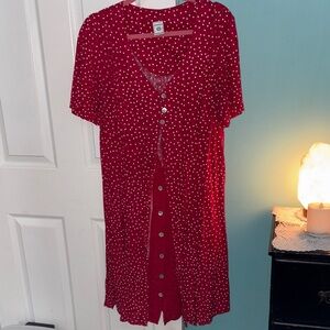 Vintage Polka Dot Button-Up Dress